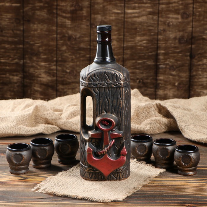 Штоф с рюмками "Якорь" набор 7 предметов, бронза 0,7/0,05 л