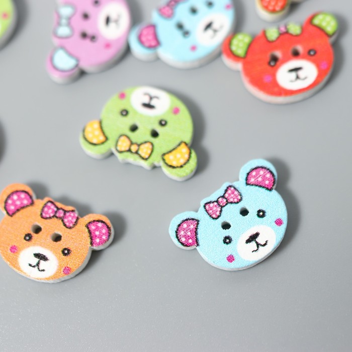 фото Набор пуговиц декоративных дерево "медвежатки" (набор 25 шт) 1х1,5 см арт узор