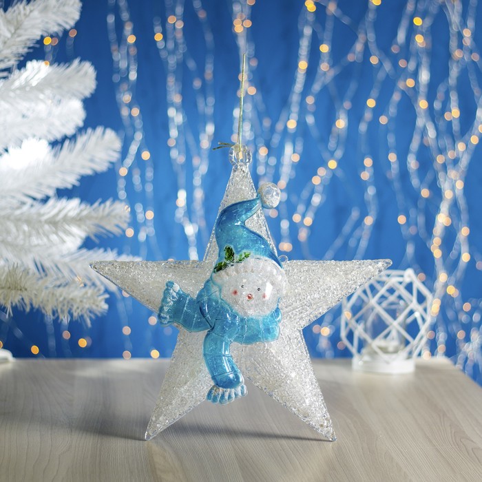 Фигура акрил. "Снеговик-звезда" 30х30см, 10 LED, 240V, контроллер 8 режимов, БЕЛЫЙ