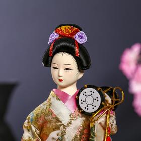 Кукла коллекционная "Гейша в шелковом кимоно с барабаном" 22,5 см от Сима-ленд
