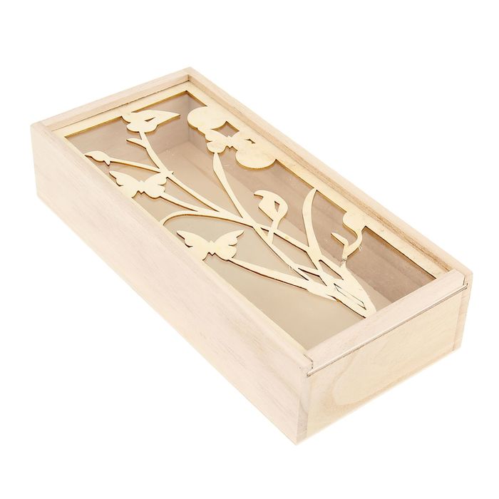 Шкатулка под роспись "Бабочки на цветах"