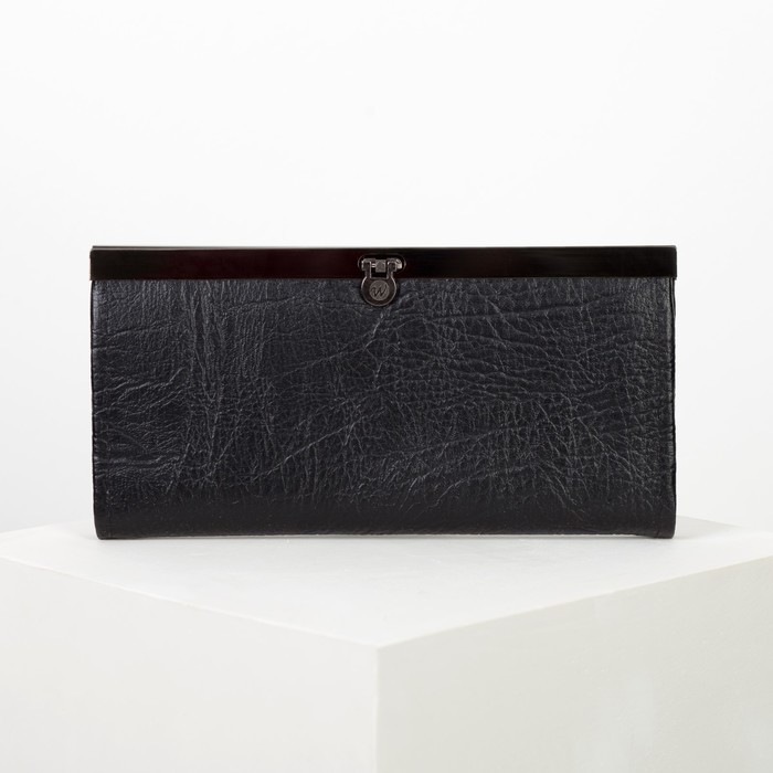 Кошелек женский "Кит", 5 отделов, отдел для кредиток, цвет черный