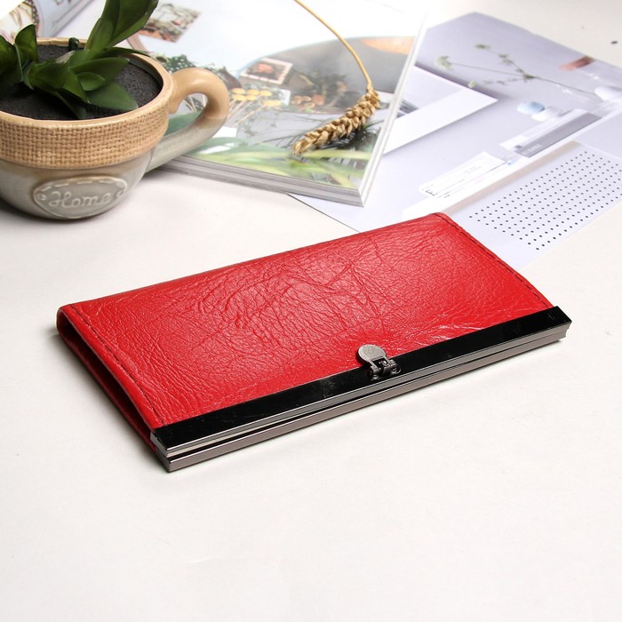 Кошелек женский "Кит", 5 отделов, отдел для кредиток, цвет красный