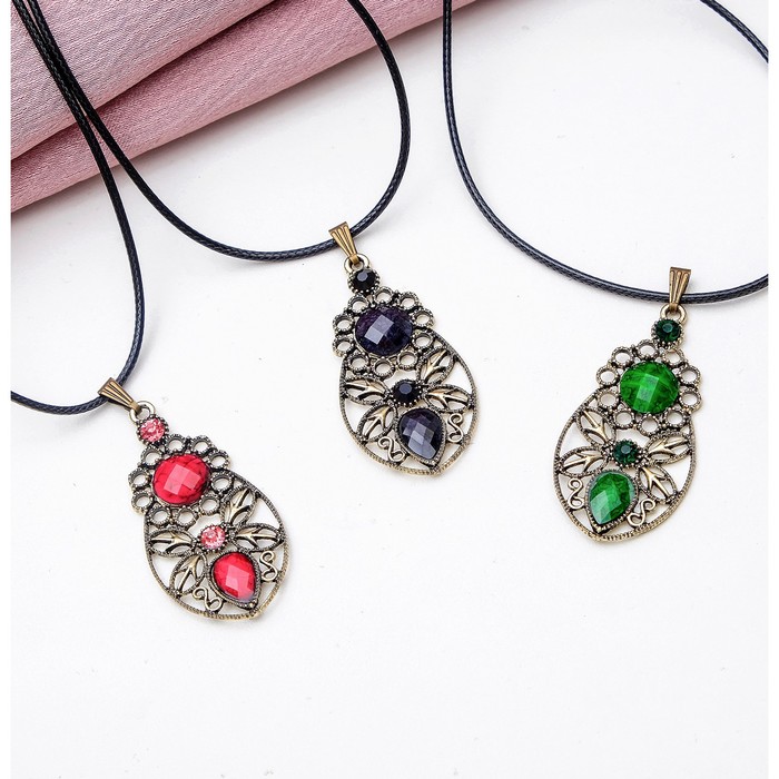 Кулон на шнурке "Восток" капля с цветком, цвет МИКС, 45см