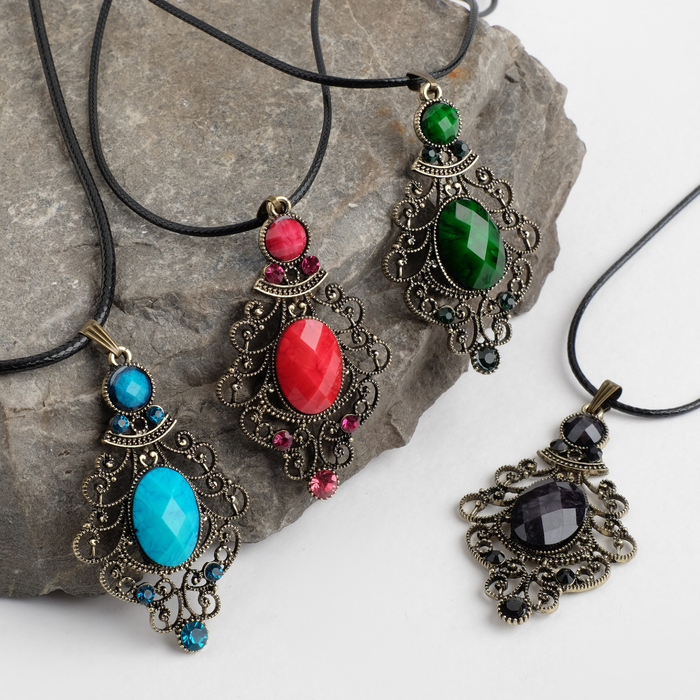 Кулон на шнурке "Восток" ромб ажурный, цвет МИКС, 45см