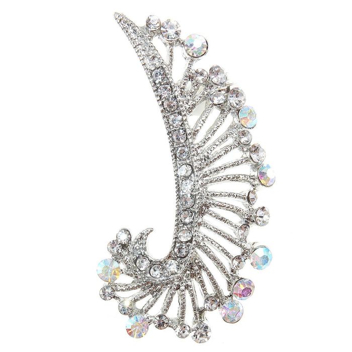 Серьга "Каффа" перо, цвет радужный в серебре