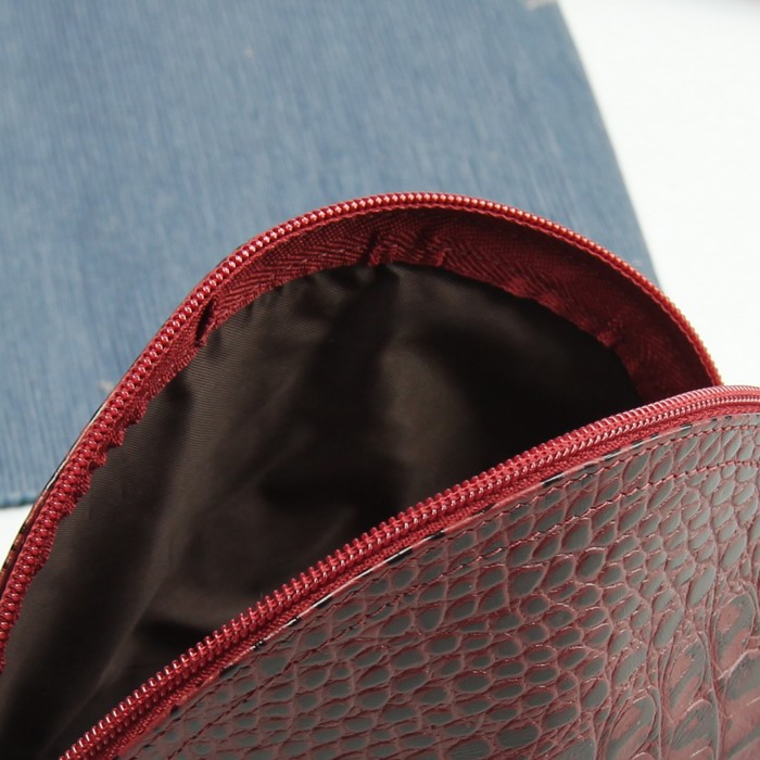 Косметичка малая на молнии, 1 отдел, бордовый кайман