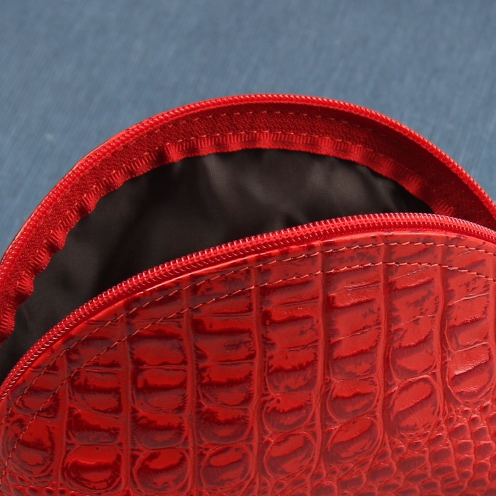 Косметичка малая на молнии, 1 отдел, красный крокодил