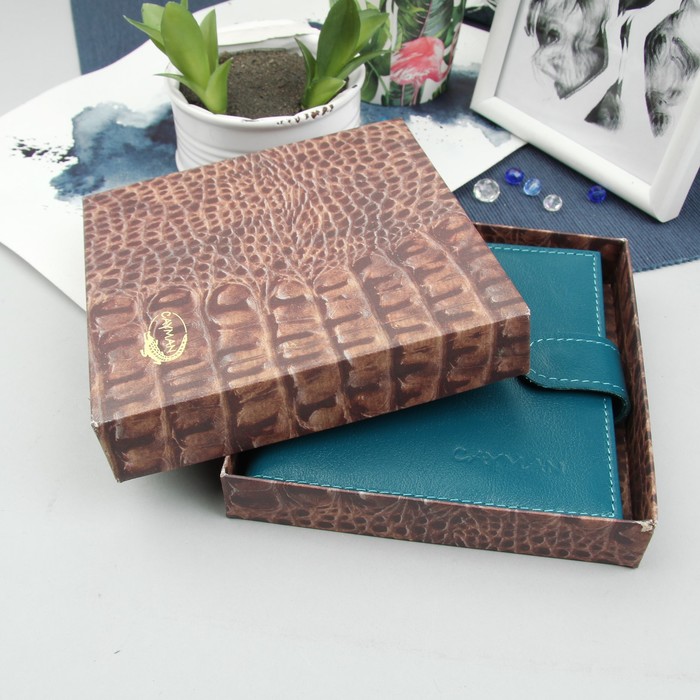 Визитница на кнопке, 2 ряда, 24 листа, наплак, цвет тёмно-бирюзовый