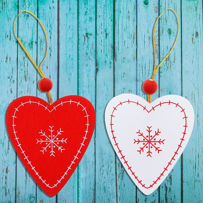 Подвеска новогодняя "Сердце с инеем", МИКС