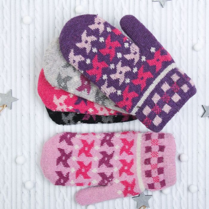 Варежки женские "Бумеранг", размер 16 (р-р произв. 23*1*8), цвет МИКС 65528