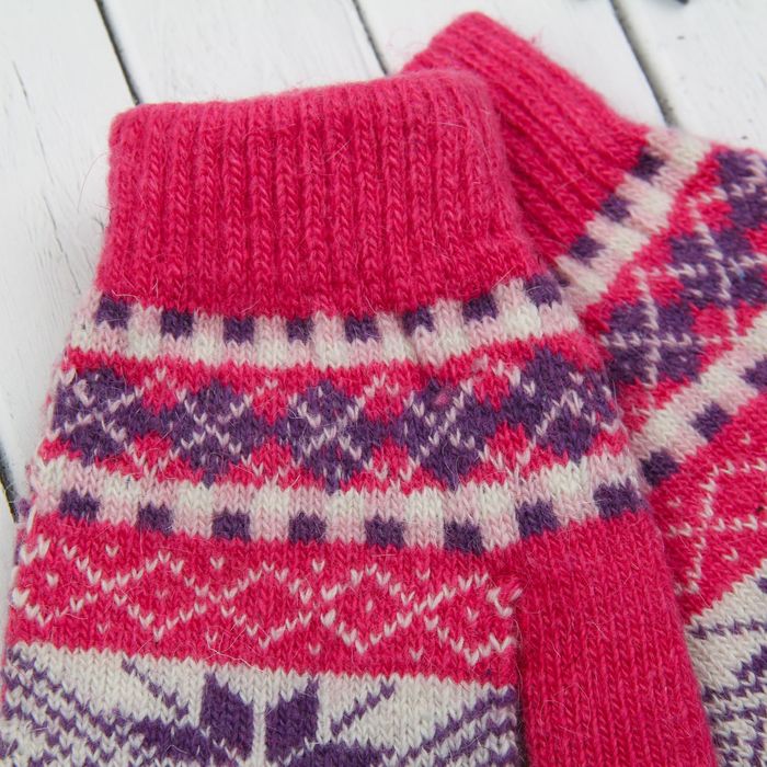 Варежки женские "Снежинка", размер 16 (р-р произв. 20*1*8), цвет МИКС 65525