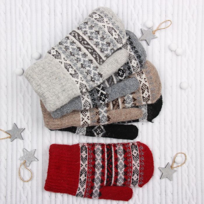 Варежки женские "Ромбики", размер 16 (р-р произв. 23*2*9), цвет МИКС 65535