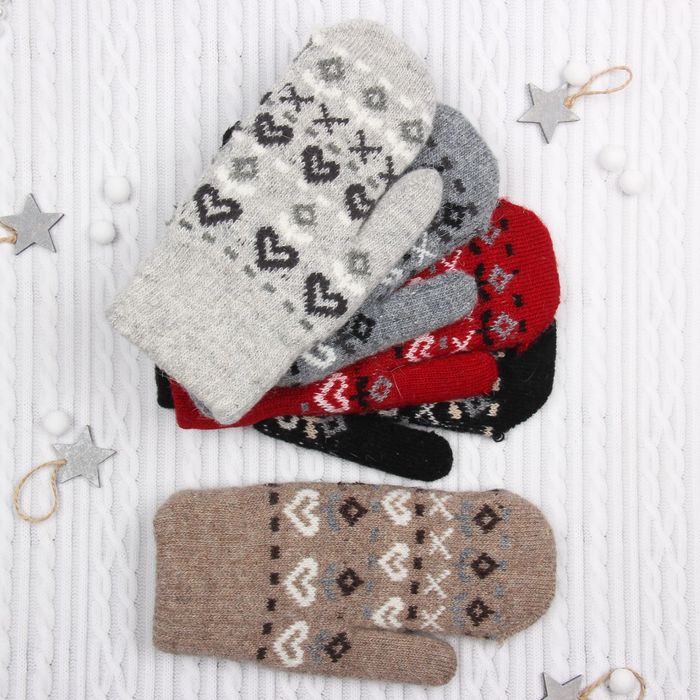 Варежки женские "Цветочки", размер 16 (р-р произв. 23*2*9), цвет МИКС 65532