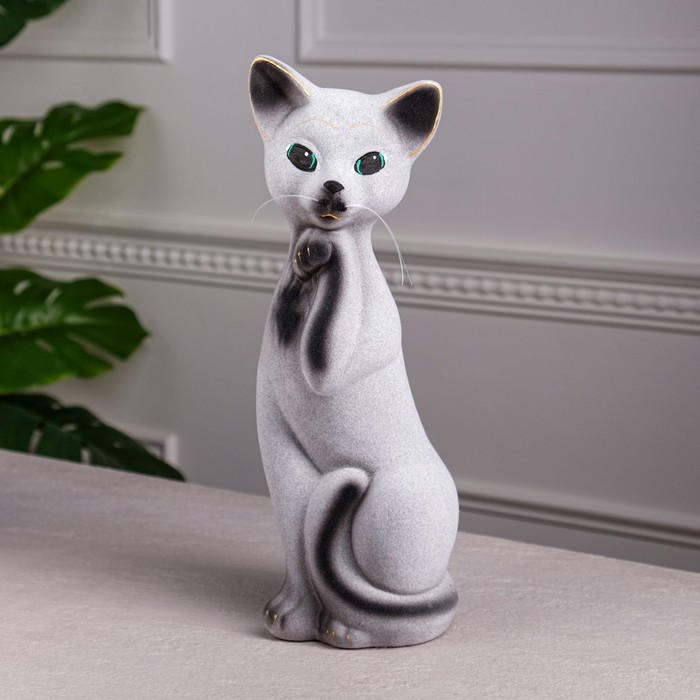 

Копилка "Кошка Алиса", флок, серо-чёрная, 30 см