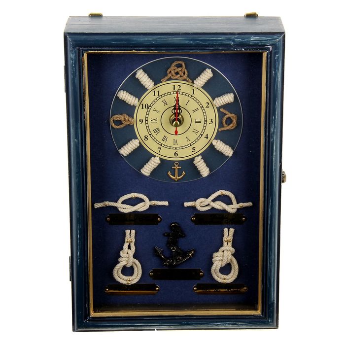 Ключница с часами "Мастерство моряка" синяя
