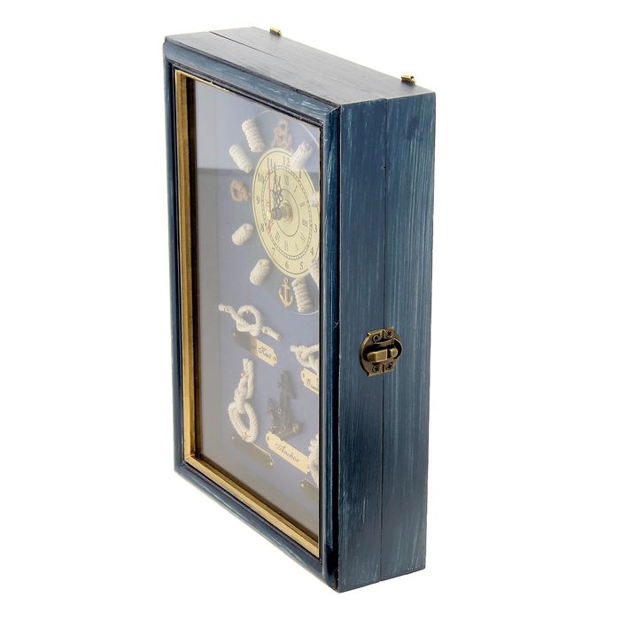 Ключница с часами "Мастерство моряка" синяя