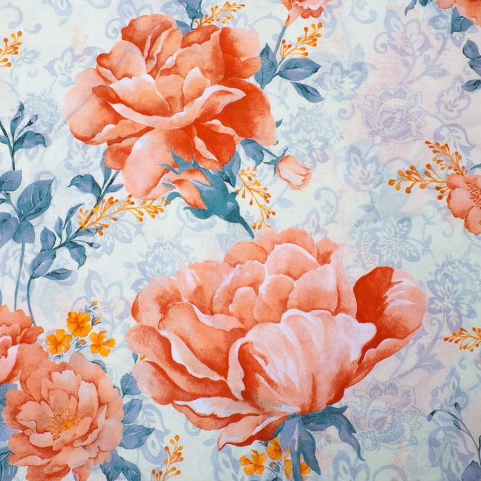 Постельное бельё "Этель" евро Пионы 200х217 см, 220х240 см, 70х70 см - 2 шт., поплин 125 г/м²