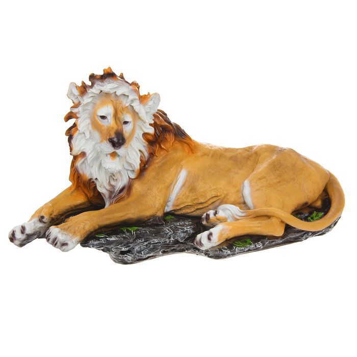 Садовая фигура "Лежащий лев" средняя, бежевая