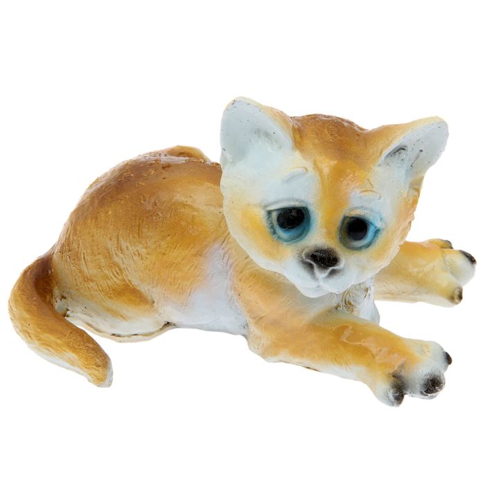 Садовая фигура "Лежащий котёнок" жёлто-белая