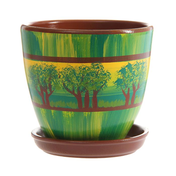 Кашпо "Август" зелёное, деревья 2,4 л