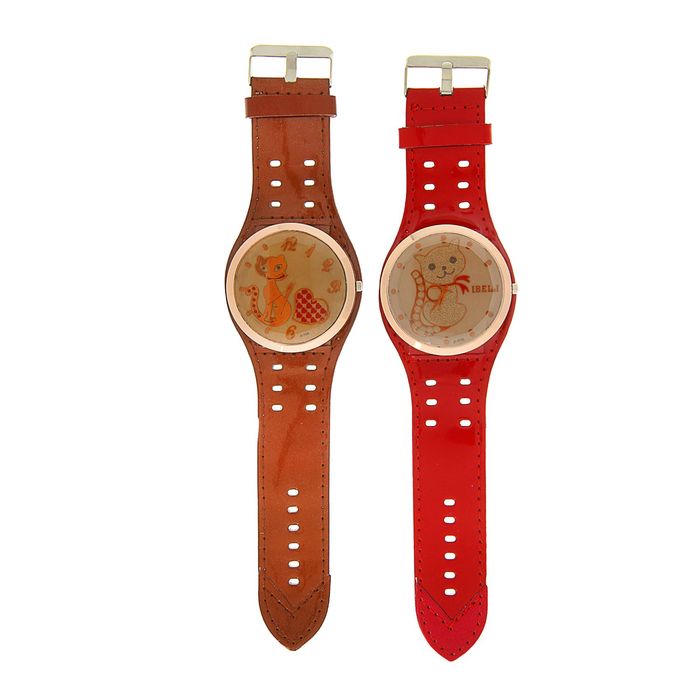 Часы женские наручные, бежевый циферблат, широкий ремешок, микс