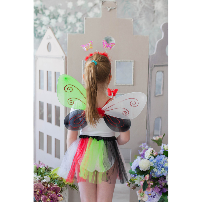 Карнавальный набор "Лесная бабочка", 4 предмета: юбка, крылья, ободок, жезл, 3-4 года