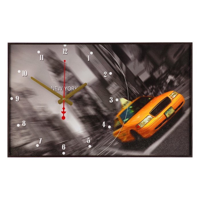 Часы-картина "Такси на Таймс Сквер", 37х60 см