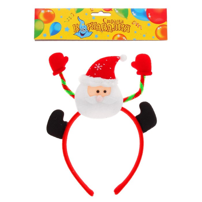 Карнавальный ободок "Дед Мороз", снежинки на шапке
