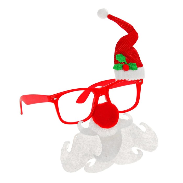 Карнавальные очки "Дед Мороз" с красным носом