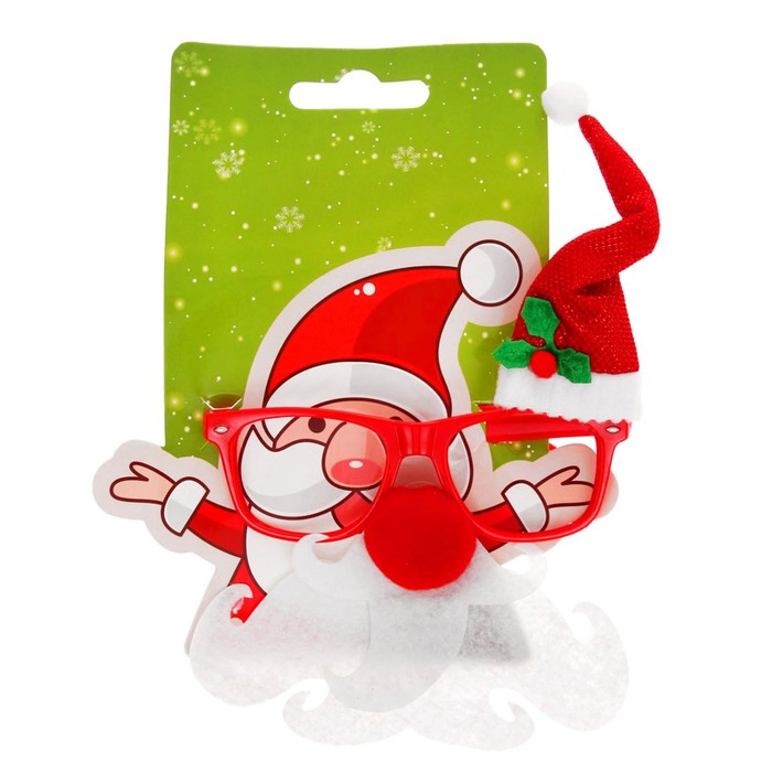 Карнавальные очки "Дед Мороз" с красным носом