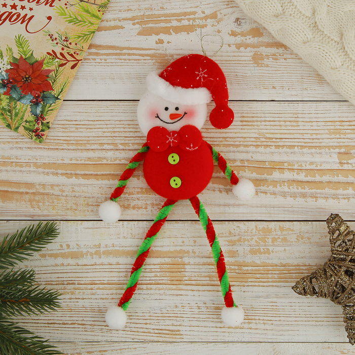 Мягкая игрушка "Снеговик с цветными тонкими ножками"