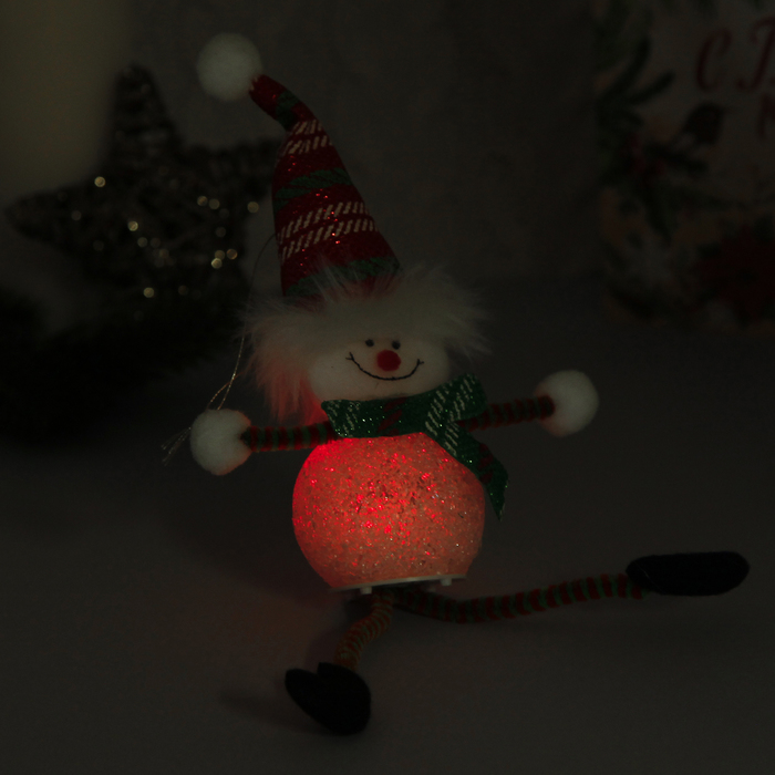 Световая игрушка "Снеговик в красном колпаке с тонкими ножками"