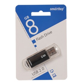 

Флешка Smartbuy V-Cut, 8 Гб, USB2.0, чт до 25 Мб/с, зап до 15 Мб/с, чёрная