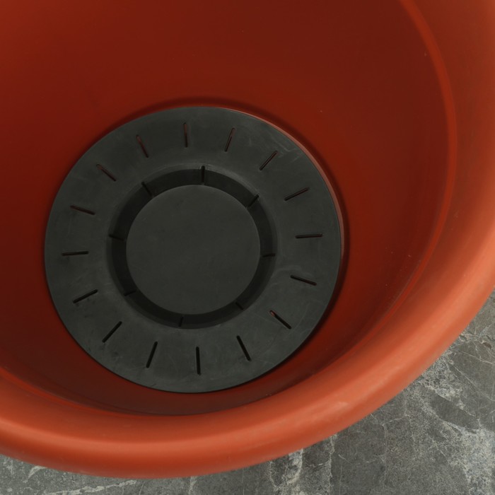 Кашпо 14,7 л "Рябина" d=35 см , с поддоном, цвет терракотовый