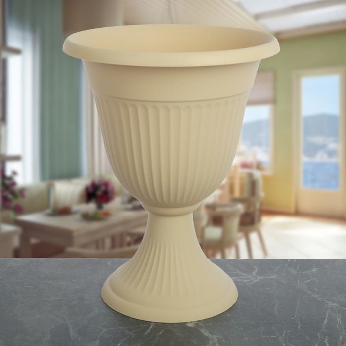 Кашпо-вазон 5,5 л "Ливия" d=30 см, цвет белая глина