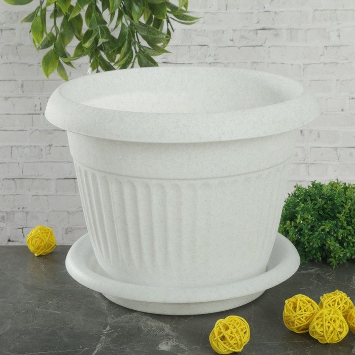 Кашпо 4,6 л "Ливия" d=24 см, цвет мраморный