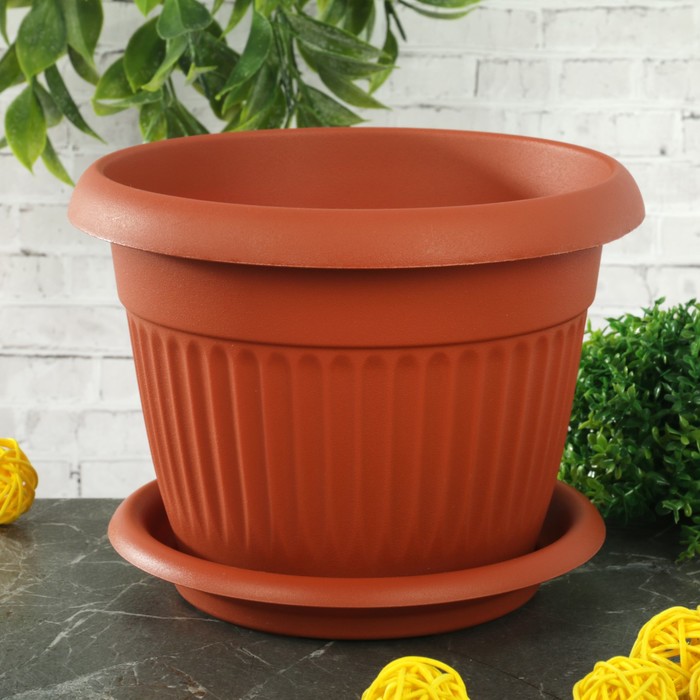 Кашпо 1,4 л "Ливия" d=16 см, цвет терракотовый