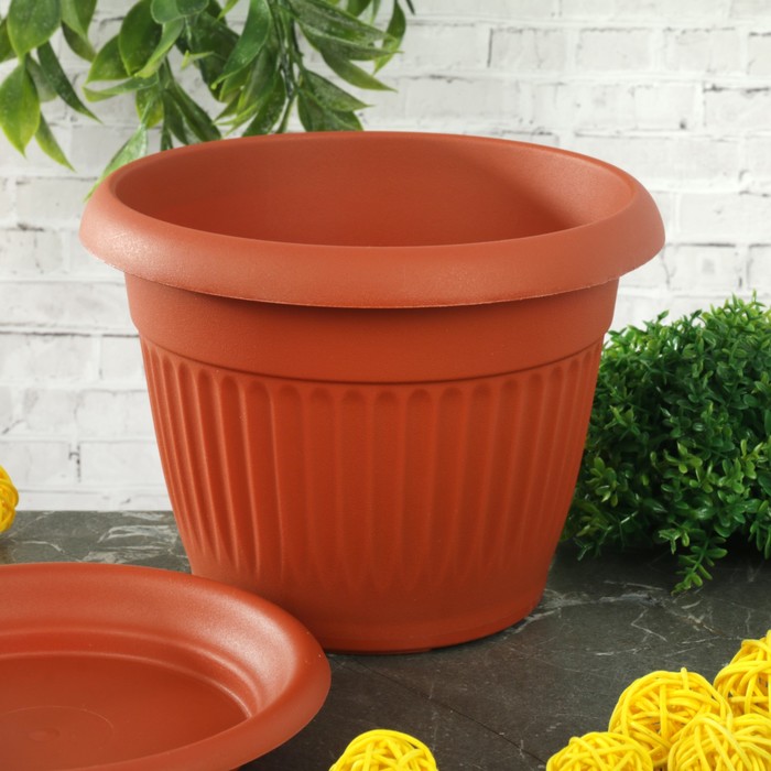 Кашпо 1,4 л "Ливия" d=16 см, цвет терракотовый