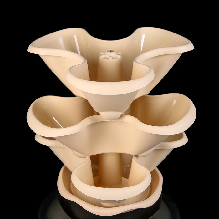 Этажерка цветочная на 3 кашпо "Гамма", цвет белая глина