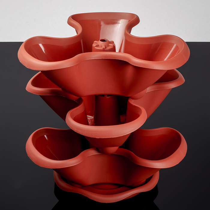 Этажерка цветочная на 3 кашпо "Гамма", цвет терракотовый