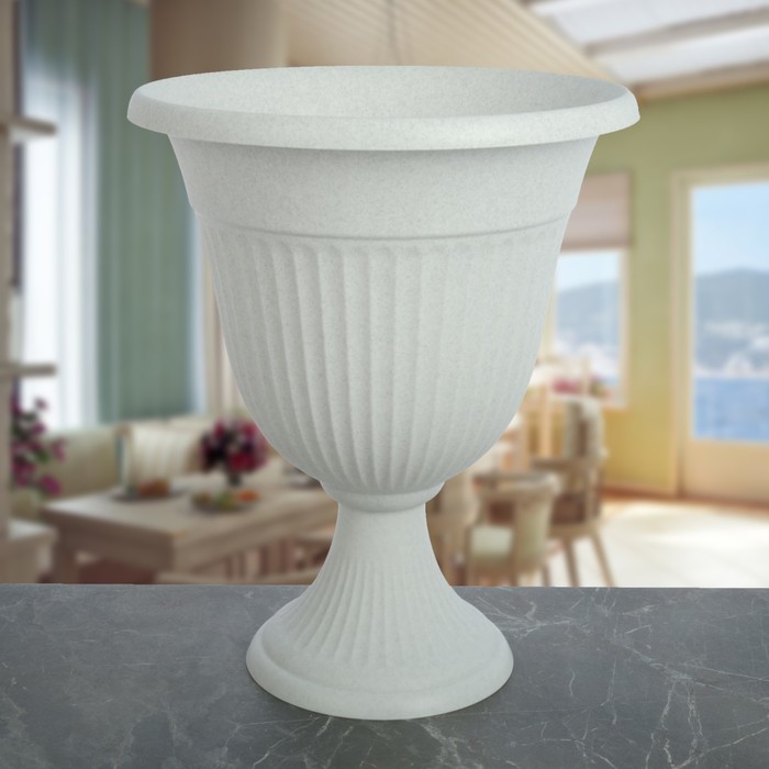 Кашпо-вазон 12,6 л "Ливия" d=35 см, цвет мраморный