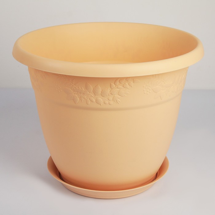 Кашпо 22 л "Рябина" d=40 см, с поддоном, цвет белая глина