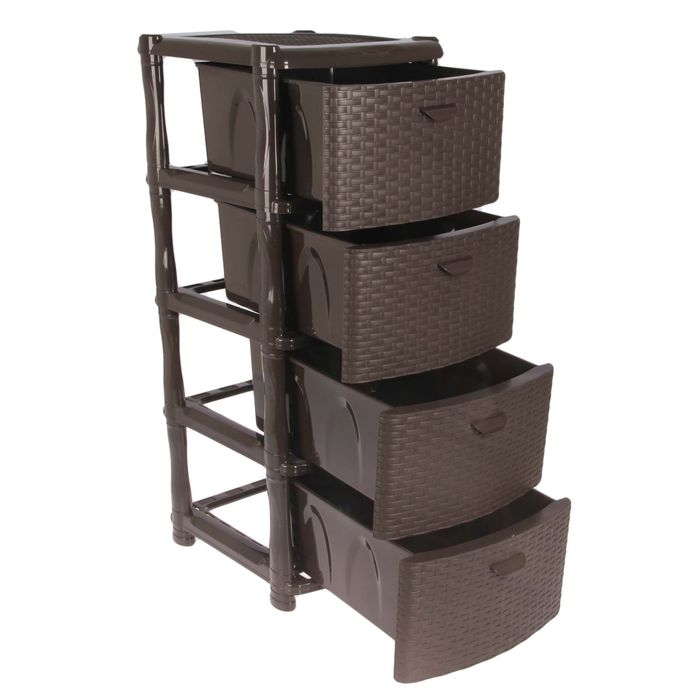 Комод 4 секции "Ротанг", цвет шоколад