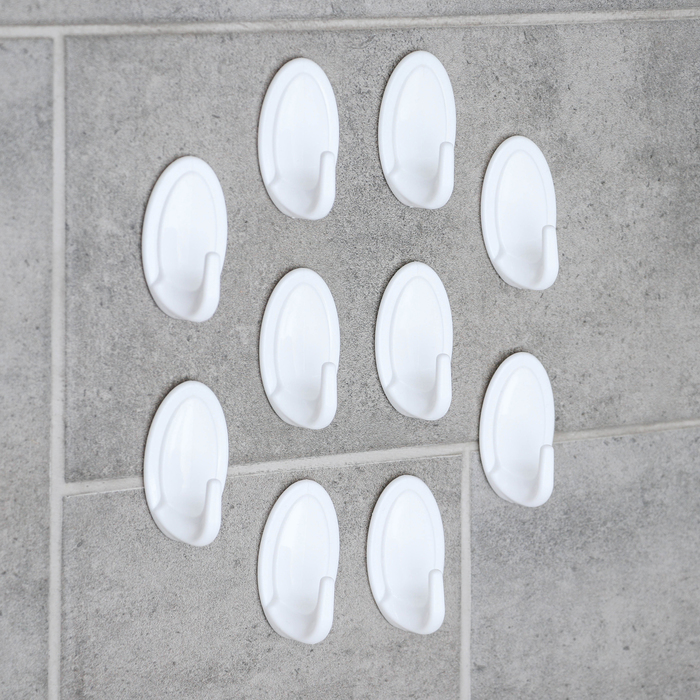 Набор крючков самоклеящийся "Овальчик", 10 шт, цвет МИКС