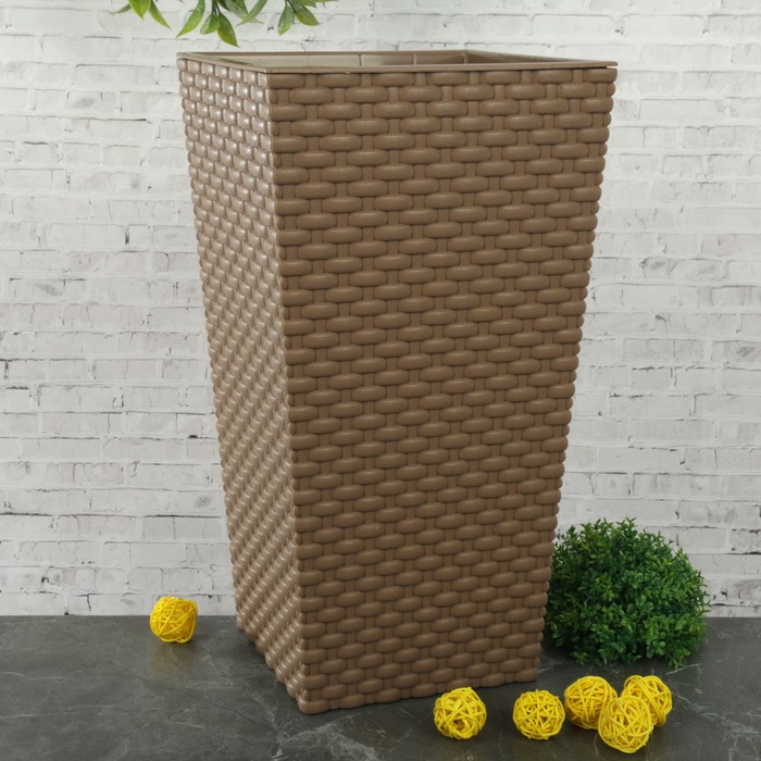 Кашпо 19,8х19,8х36 см "Ротанг" 6 л, цвет бежевый