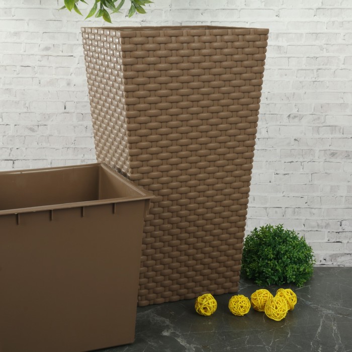 Кашпо 19,8х19,8х36 см "Ротанг" 6 л, цвет бежевый
