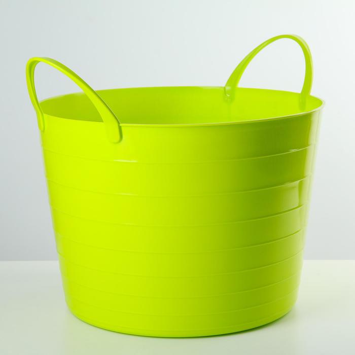 фото Корзина для белья круглая мягкая idea, 17 л, 33×33×24,5 см, цвет ярко-зелёный