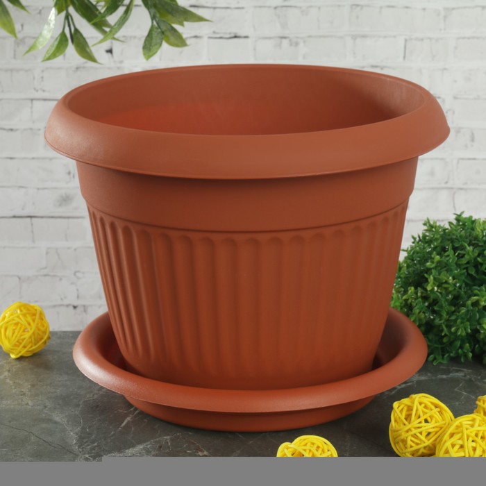 Кашпо 2,8 л "Ливия" d=20 см, цвет терракотовый