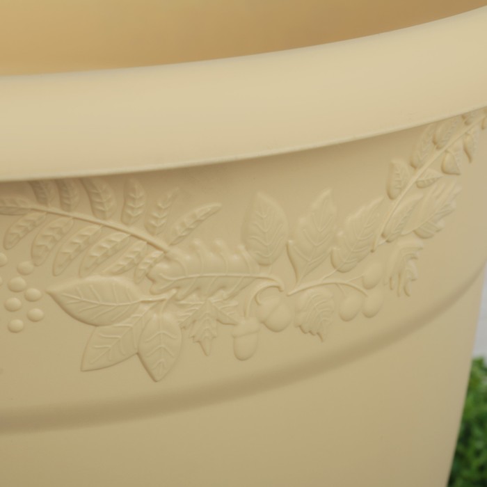 Кашпо 7,5 л "Рябина" d=28 см, с поддоном, цвет белая глина